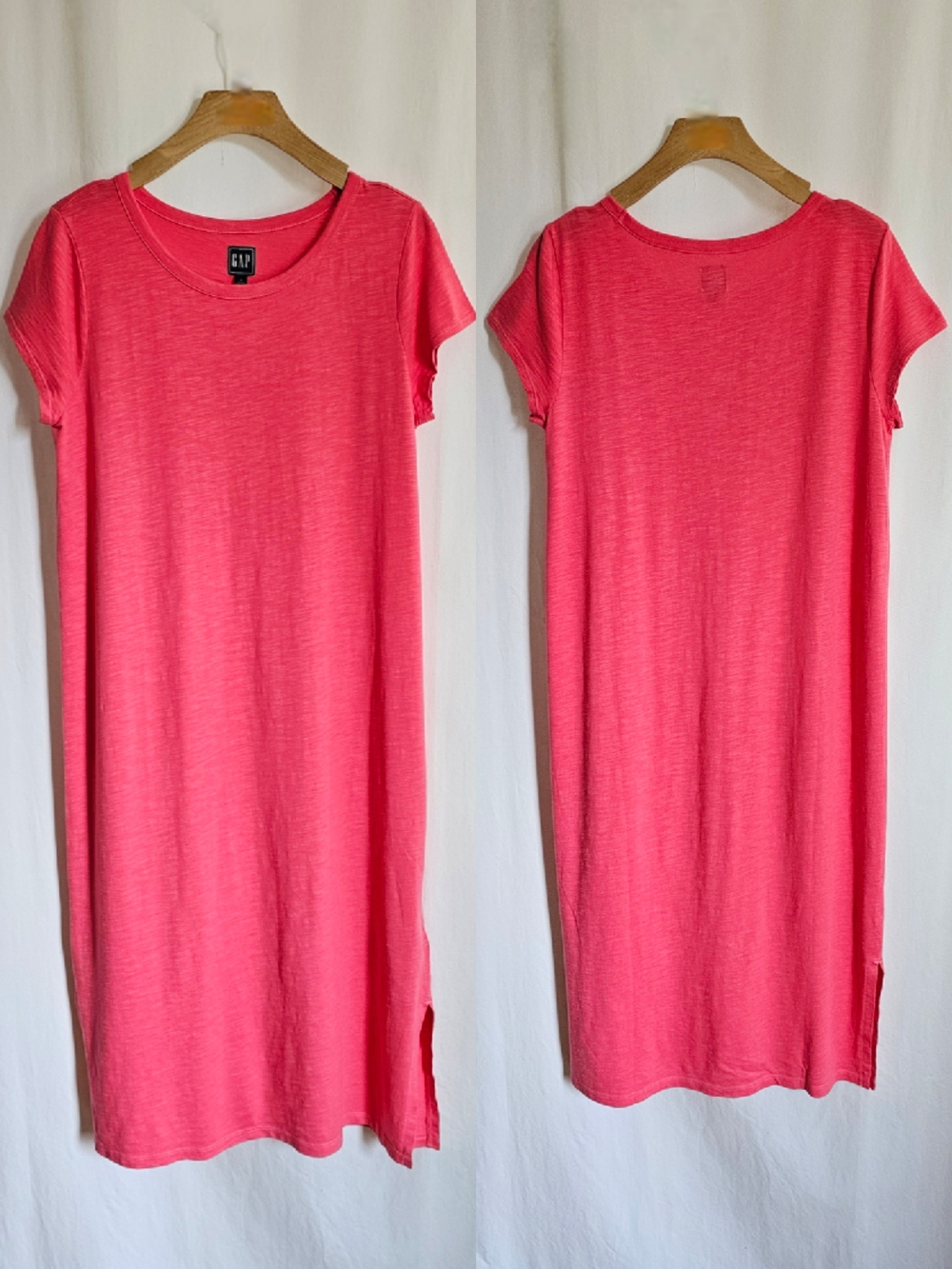 GAP Coral Pink Short Sleeve Midi T-Shirt Dress - Picture 8 of 16